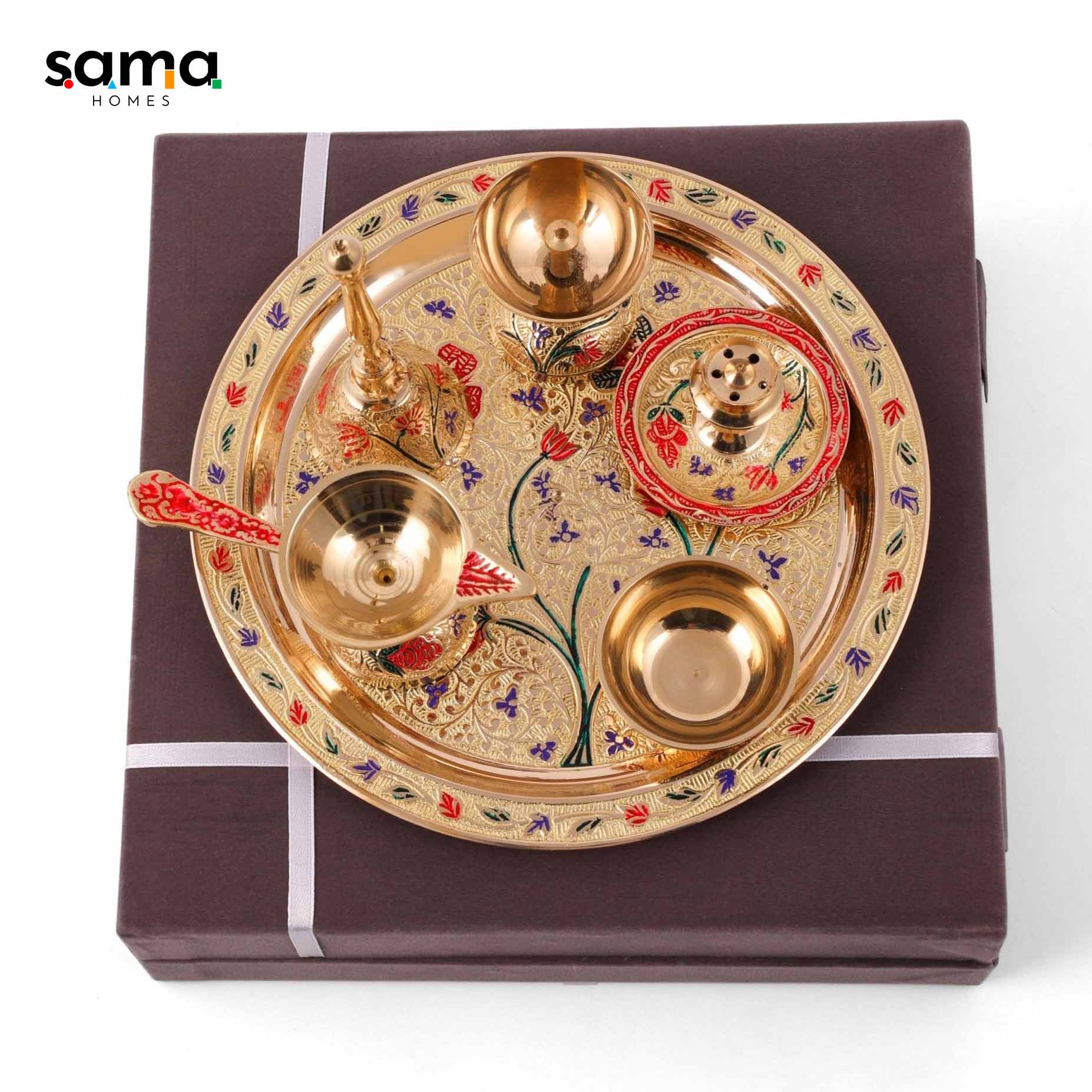 SAMA Homes - meenakari pooja set 8inch