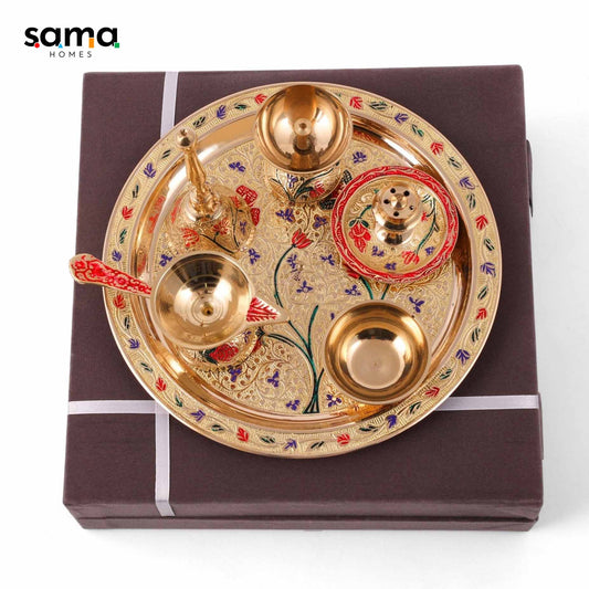 SAMA Homes - meenakari pooja set 8inch