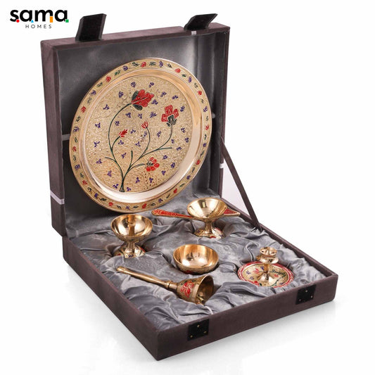 SAMA Homes - meenakari pooja set 8inch