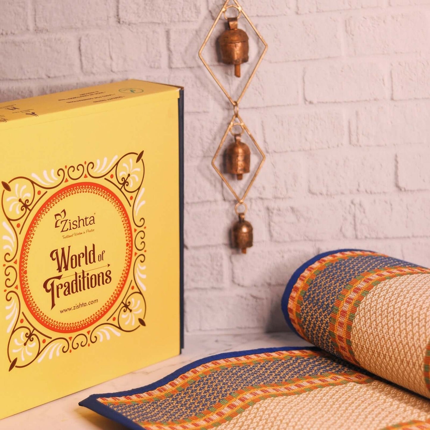 Natural Mat & Wind Chimes Gift Set