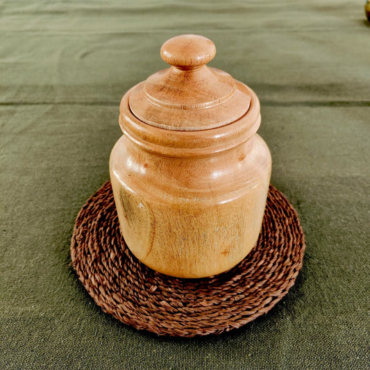 Neem Wood Storage Jar