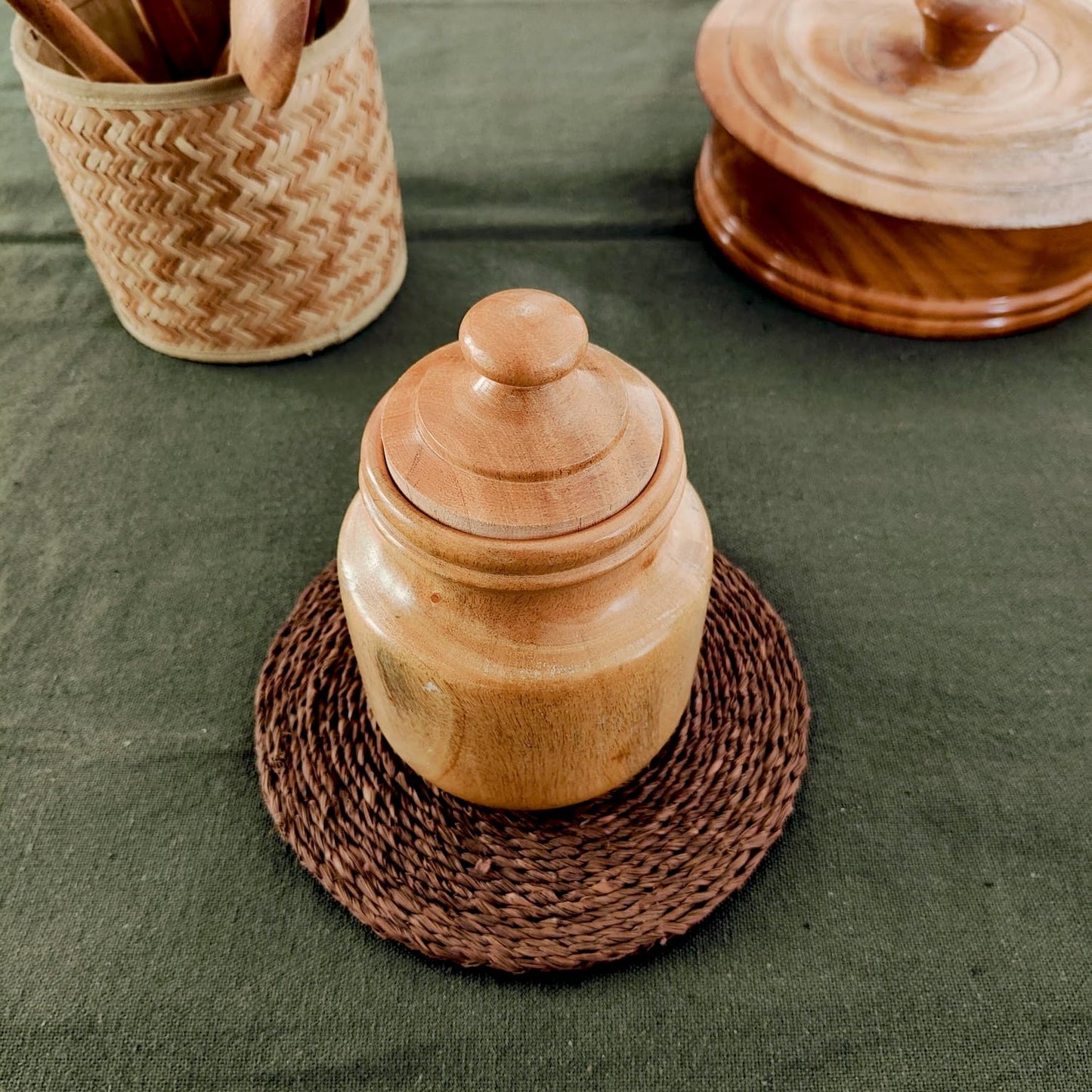 Neem Wood Storage Jar