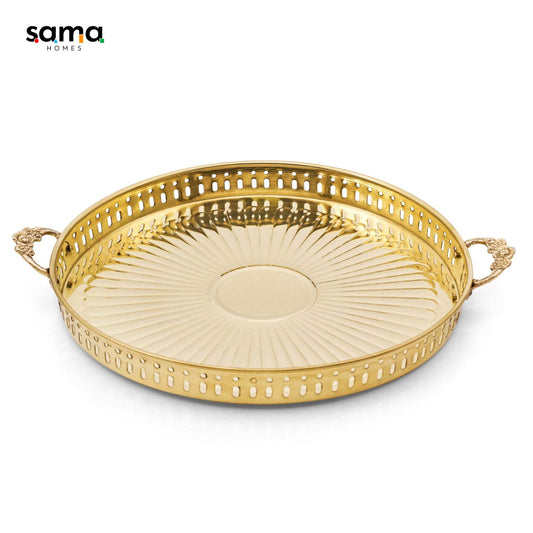 SAMA Homes - brass pooja thali with handle 10inch