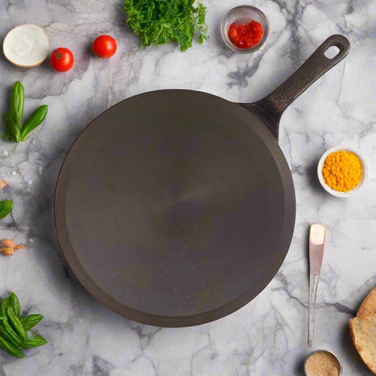 Cast Iron Concave Tawa  With Long Handle