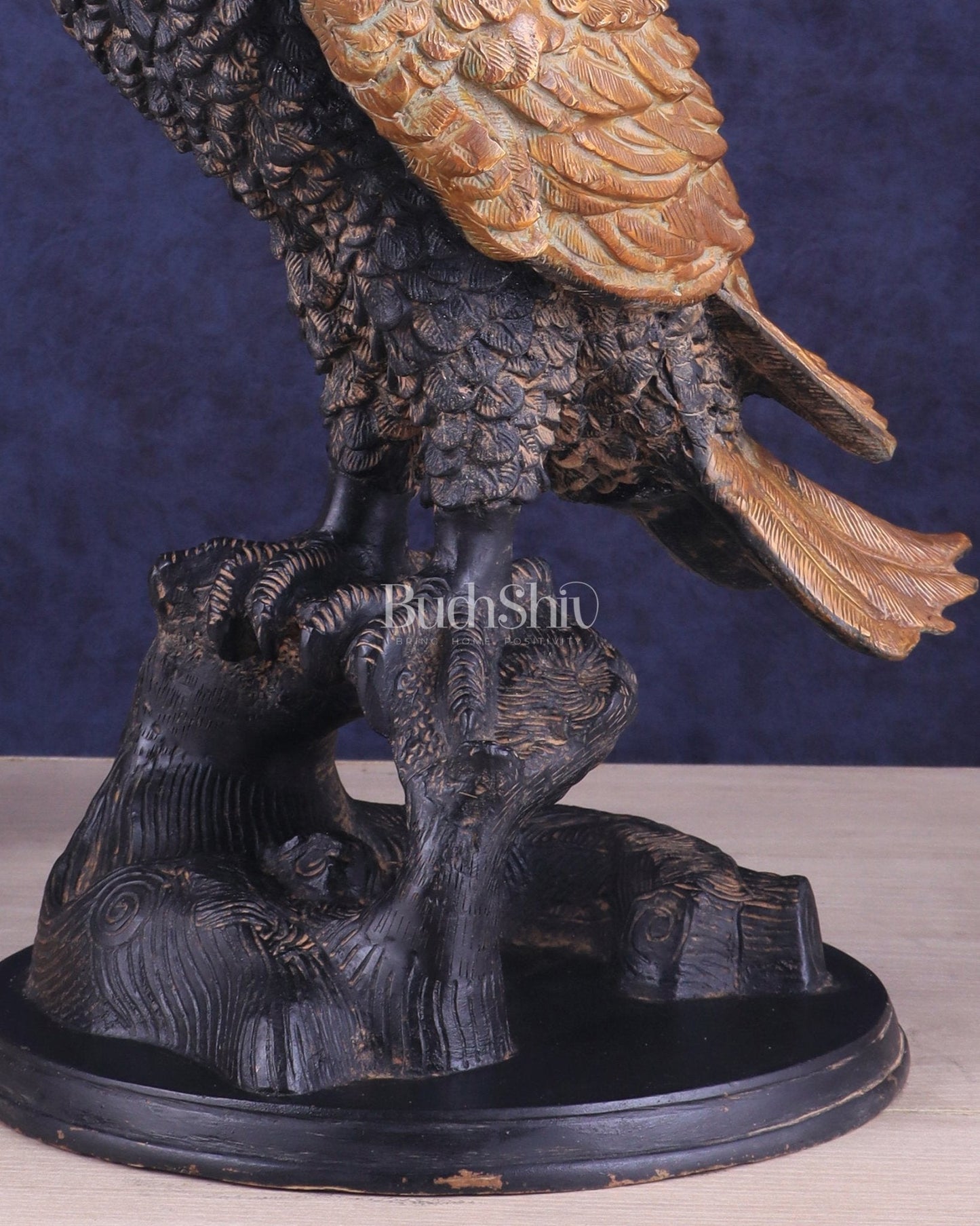 Pure Brass Large Eagle Statue in Antique Tone | Vastu & Feng Shui 15"