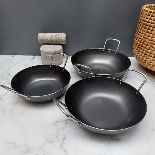 Pure Iron Flat Bottom Kadai