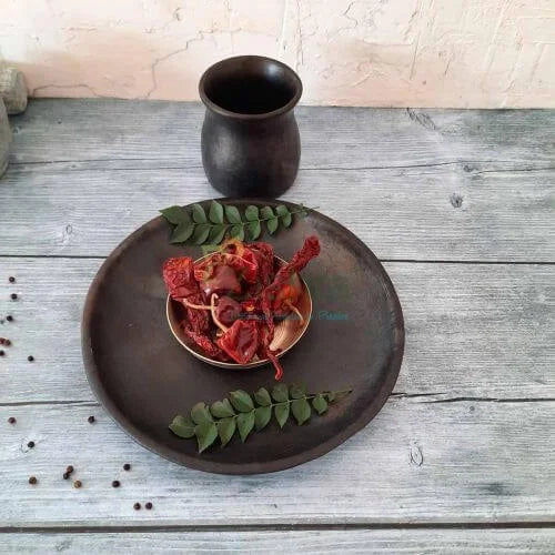 Serving Plate & Mug Set: Manipur Black Pottery