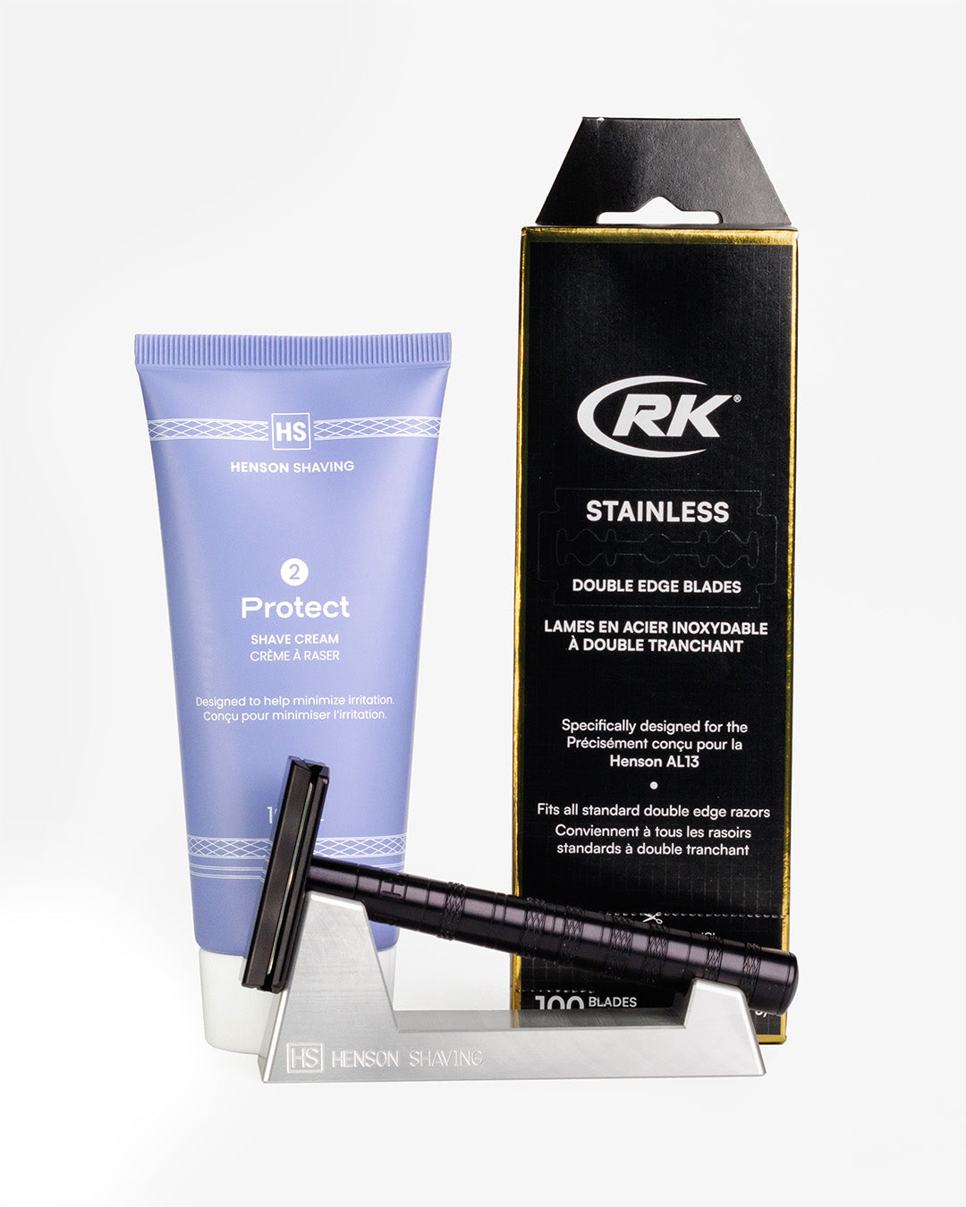 Henson Starter Bundle Jet Black – AL13 Razor Kit, Stand & Shave Cream | Samahomes.ca UK