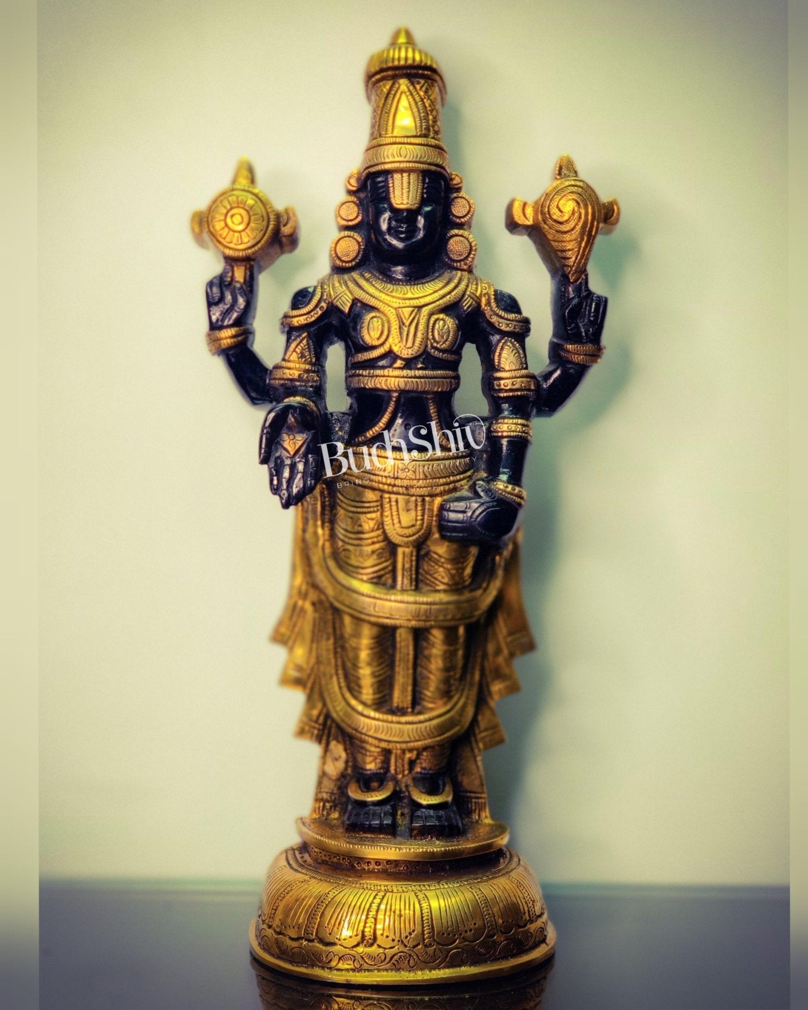 Sama Homes-tirupati balaji lord venkateshwara brass statue 16 inches black and gold