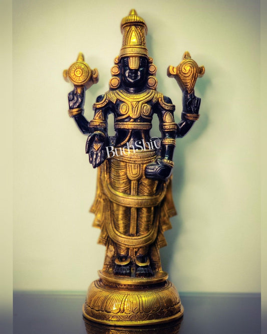 Sama Homes-tirupati balaji lord venkateshwara brass statue 16 inches black and gold