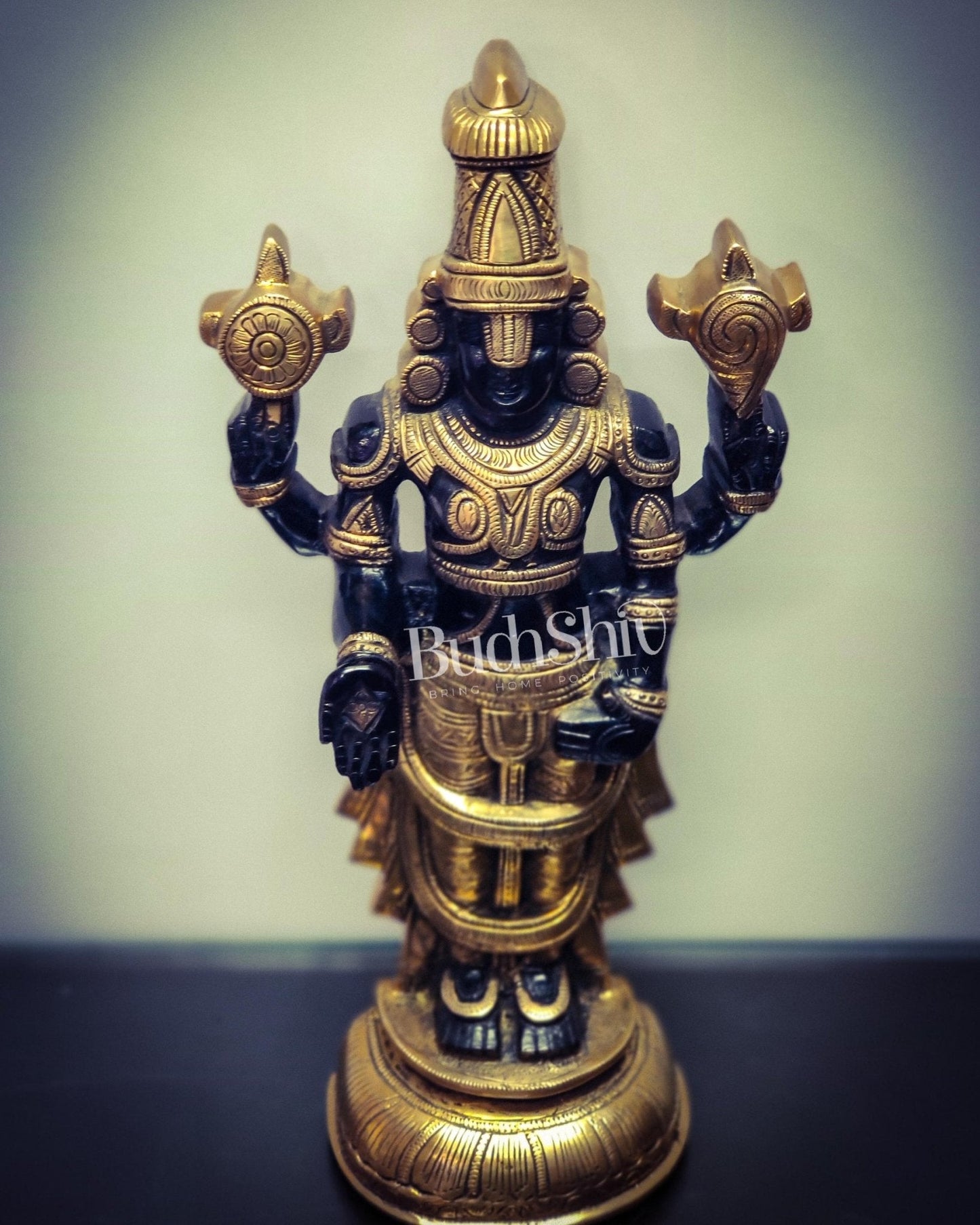 Sama Homes-tirupati balaji lord venkateshwara brass statue 16 inches black and gold