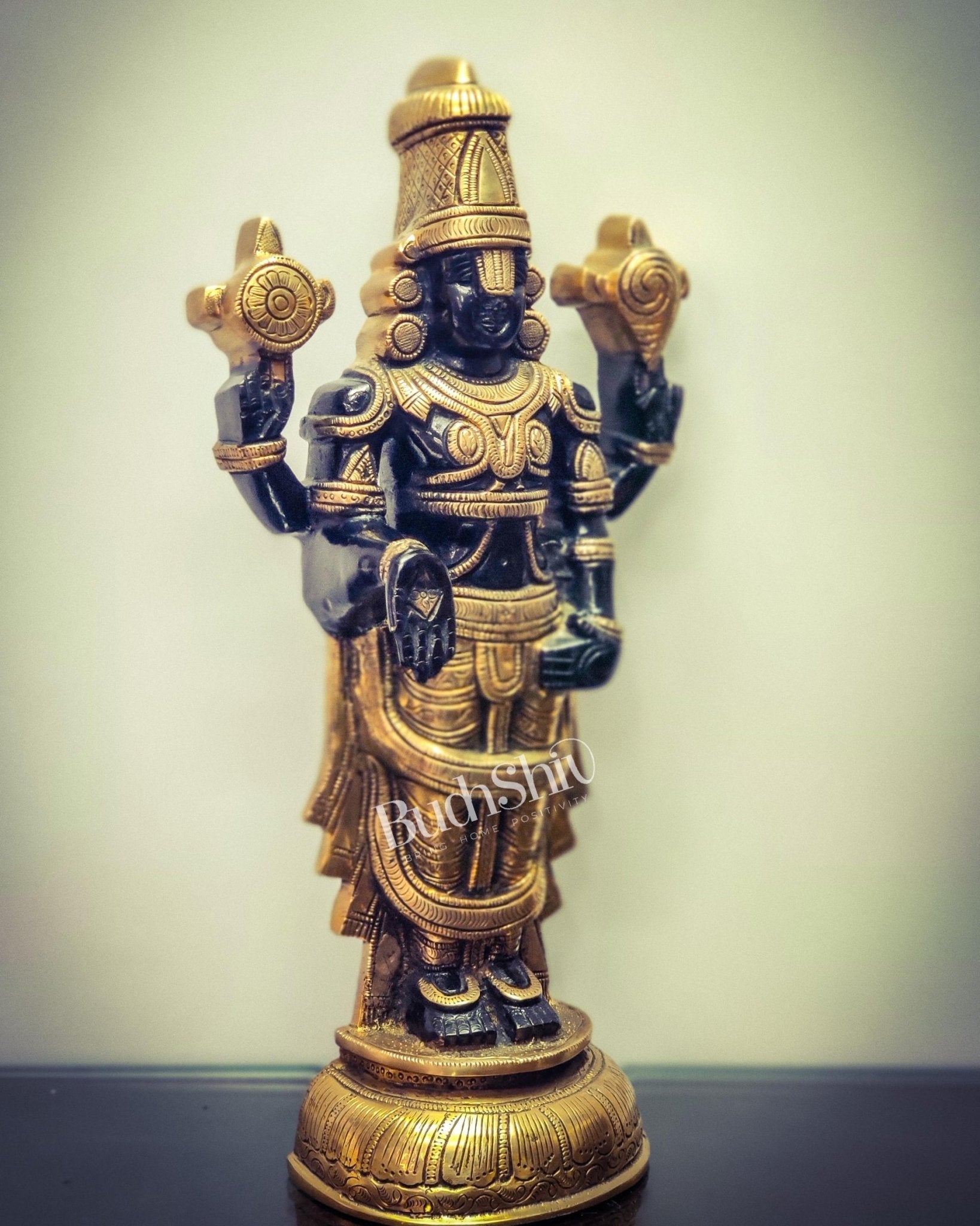 Sama Homes-tirupati balaji lord venkateshwara brass statue 16 inches black and gold
