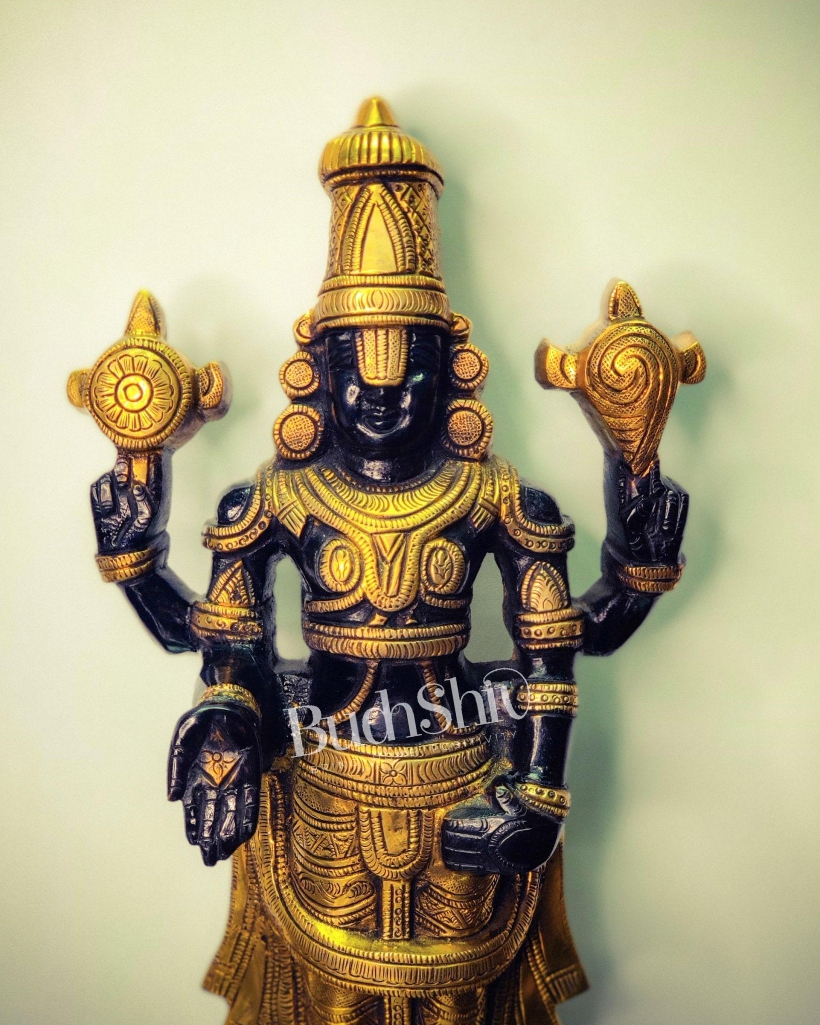 Sama Homes-tirupati balaji lord venkateshwara brass statue 16 inches black and gold