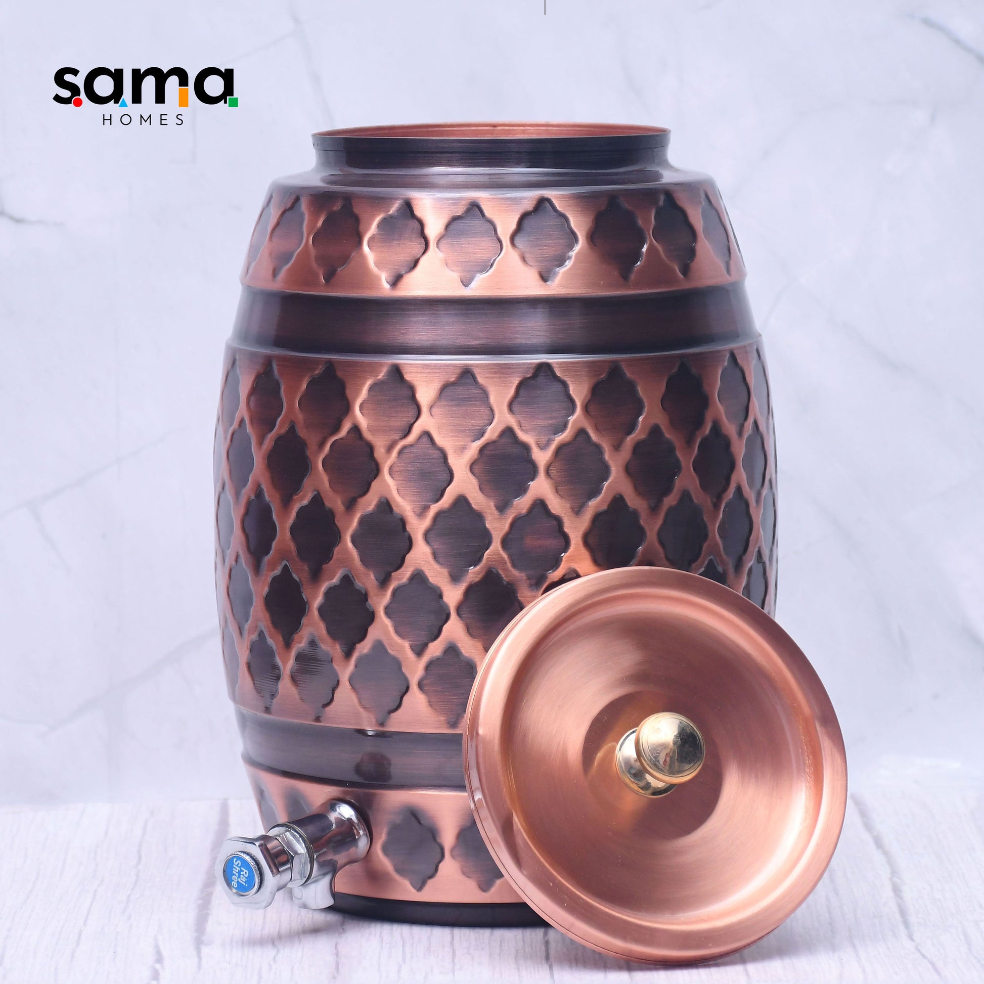 SAMA Homes - pure copper water dispenser barrel matka antique kangura designed capacity 8000 ml