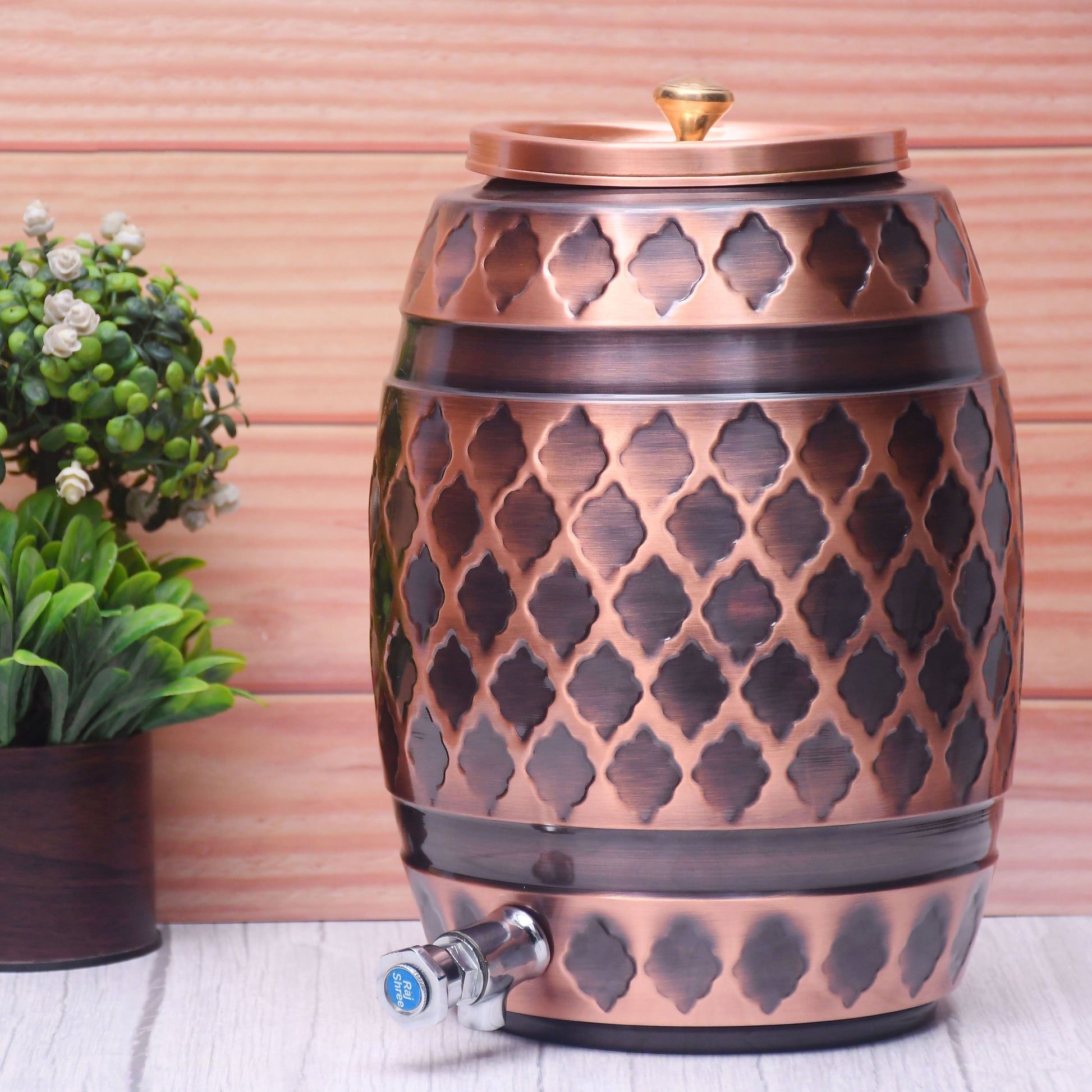 SAMA Homes - pure copper water dispenser barrel matka antique kangura designed capacity 8000 ml