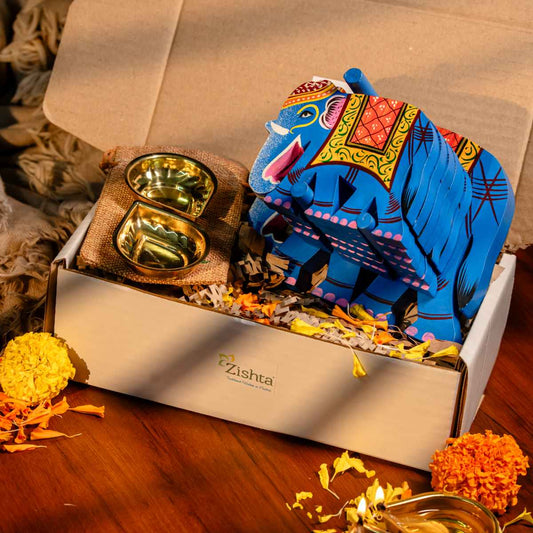 Varanasi Elephant Coasters with Diyas