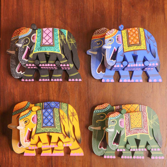 Varanasi Wooden Elephant Coasters