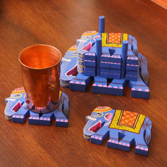 Varanasi Wooden Elephant Coasters