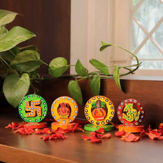Varanasi Wooden Incense Stick Holder Round Set Of 5
