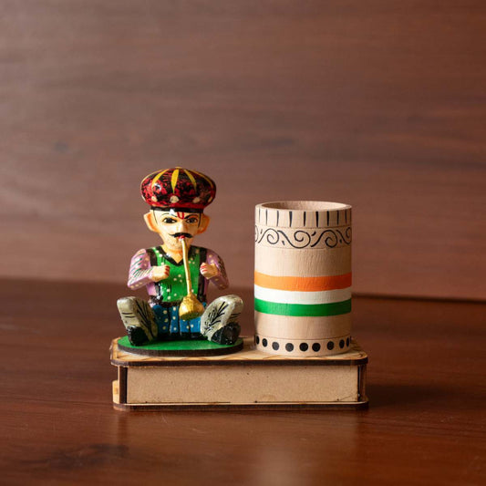 Varanasi Wooden Musician Pen Holder