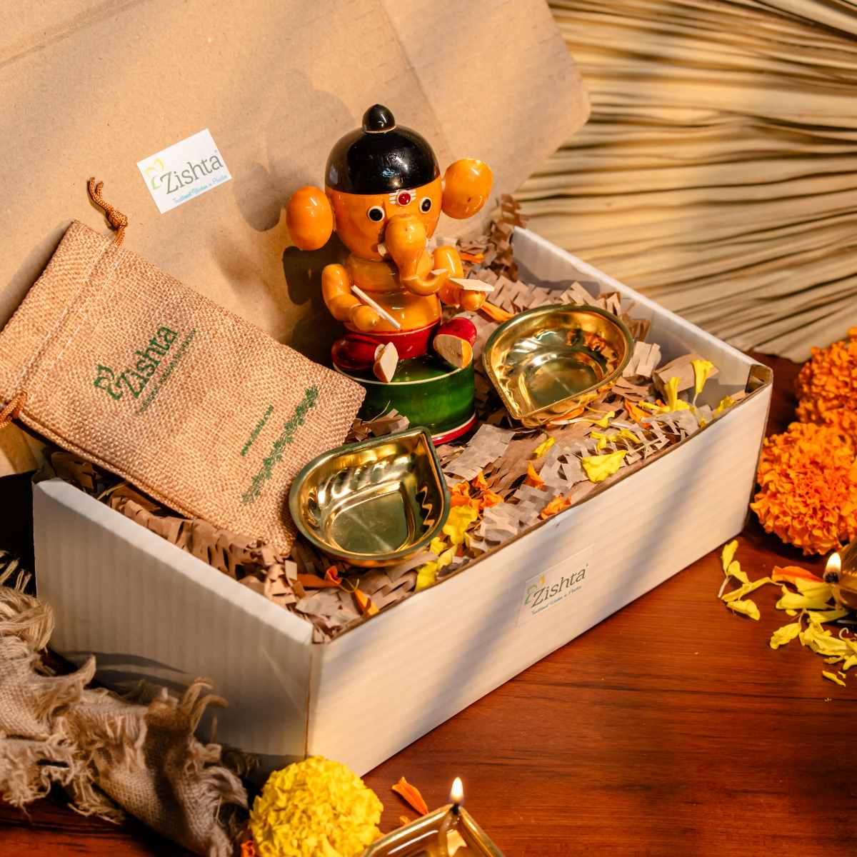 Festival Wooden Ganesha & Diya Set | All Occasion gifting