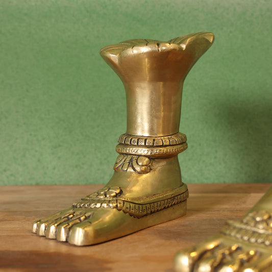 Brass Divine Goddess LakshmI Feet/Charan (5.5 Inch)