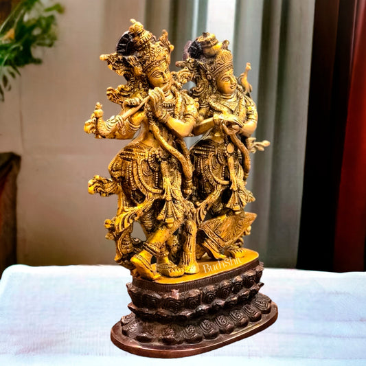 Sama Homes-exquisite 12 brass radha and krishna idol pair divine hindu deities