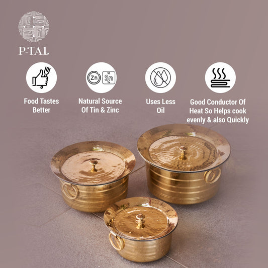 sama homes set of 3 brass patilas milk topias 1l 3l 5l