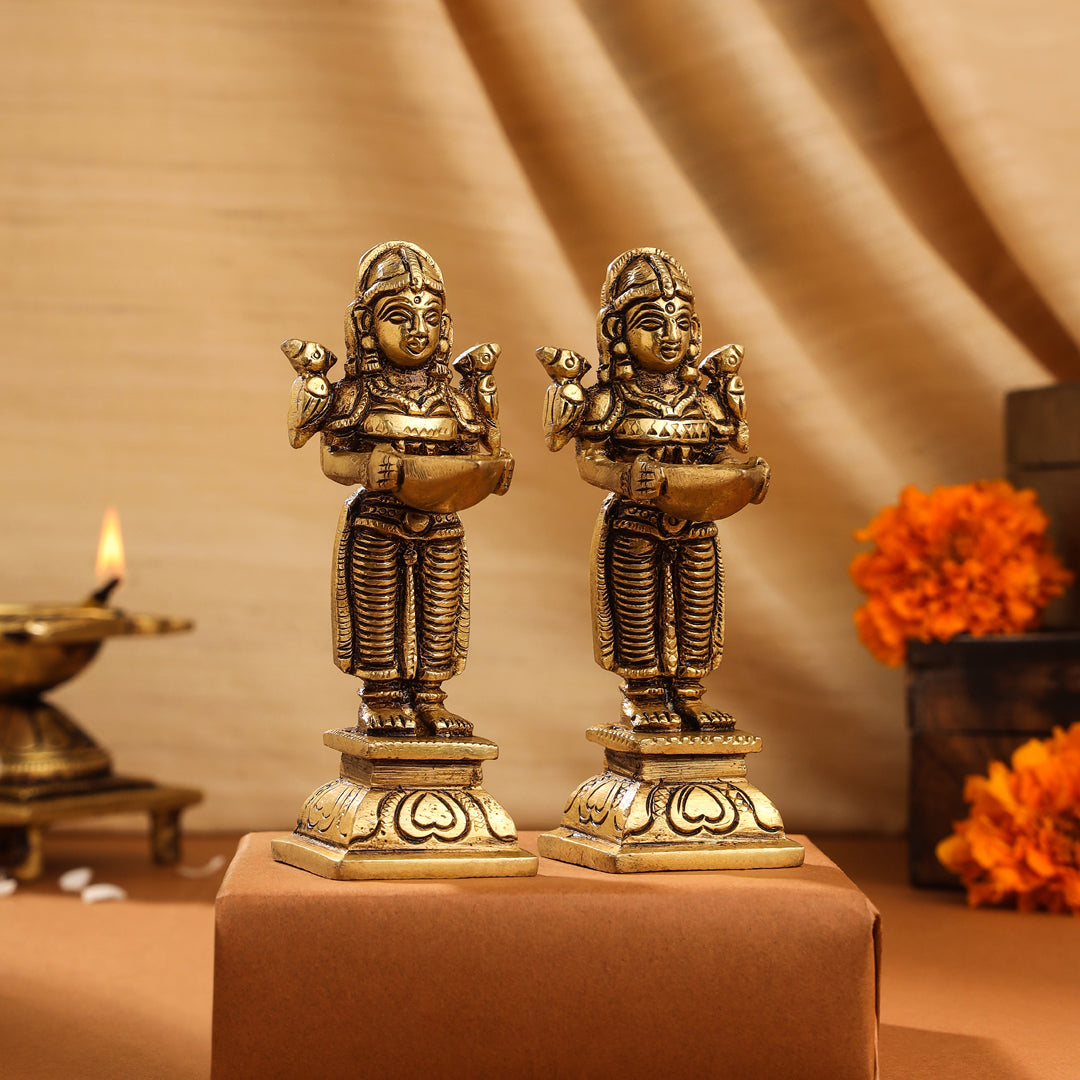 Brass Deep Lakshmi Pair (4.5 Inch)