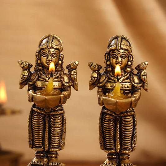 Brass Deep Lakshmi Pair (4.5 Inch)
