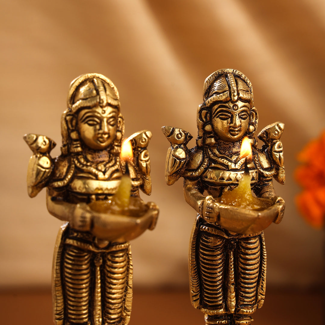 Brass Deep Lakshmi Pair (4.5 Inch)