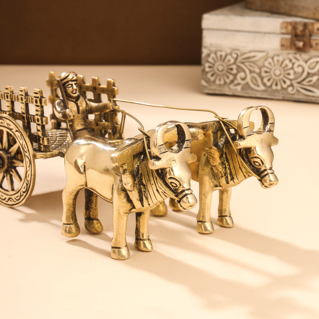 Brass Double Bullock Cart (3 Inch)