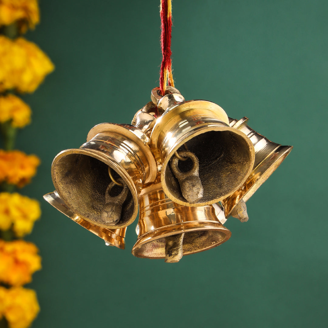 Brass Decorative Wall Hanging Bells Set (2.5 Inch)