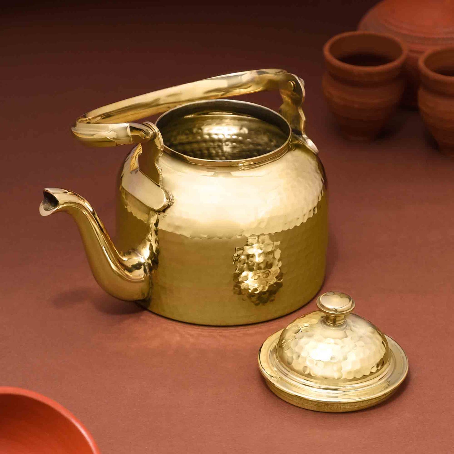 Handcrafted Brass Tea Pot / Kettle – Traditional Indian Teapot | Available in Two Sizes | Authentic Handmade Kitchenware