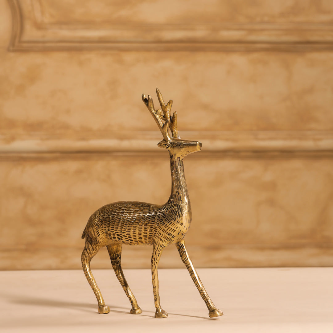 Brass Deer Figurine Showpiece (8.5 Inch)