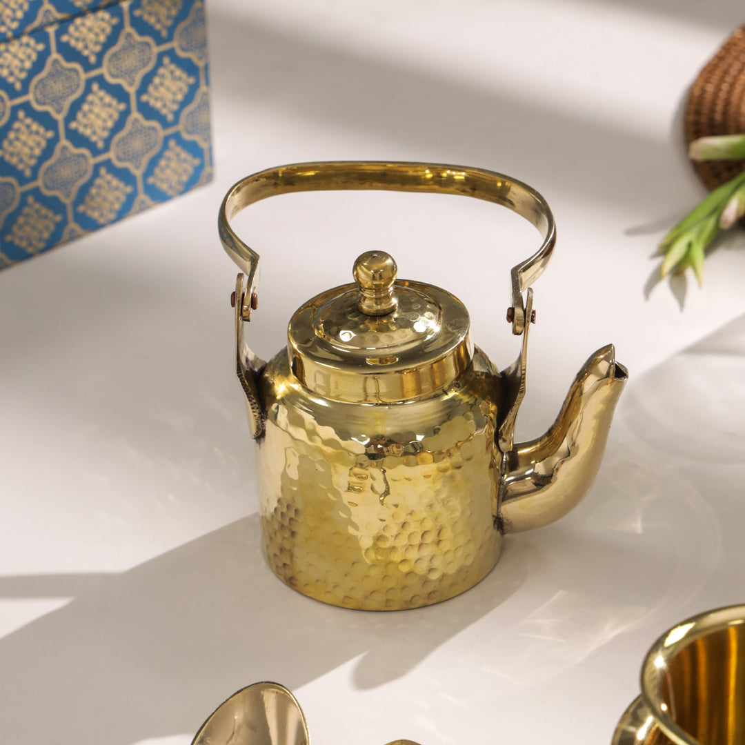 Handcrafted Brass Tea Pot & Davara Set – Luxury Corporate Gift Hamper for Tea Lovers
