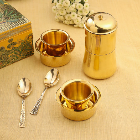 Premium Brass Coffee Maker & Davara Set – Luxury Gift & Corporate Hamper