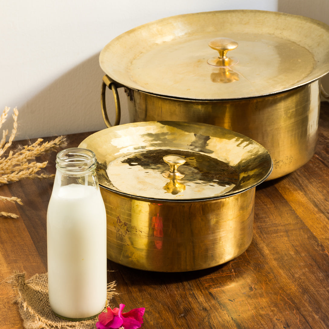 sama homes set of 3 brass patilas milk topias 1l 3l 5l