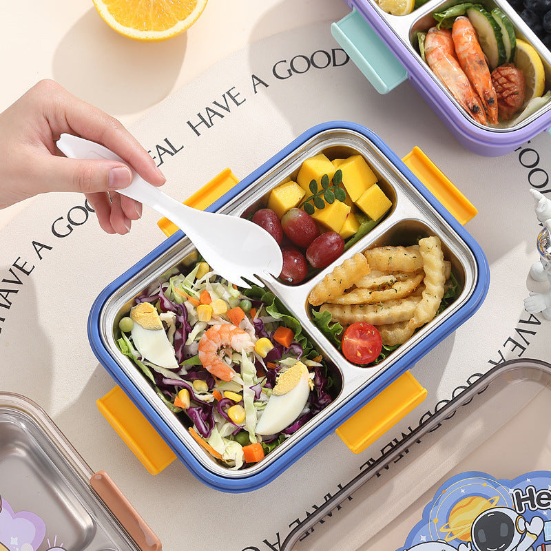 304 Stainless Steel Lunch Box Students Divided Into Lunch Box Three Grids
