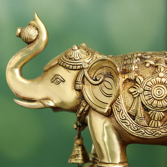 Brass Decorative Elephant Statue – Symbol of Strength, Wisdom & Prosperity (9.5 Inch)