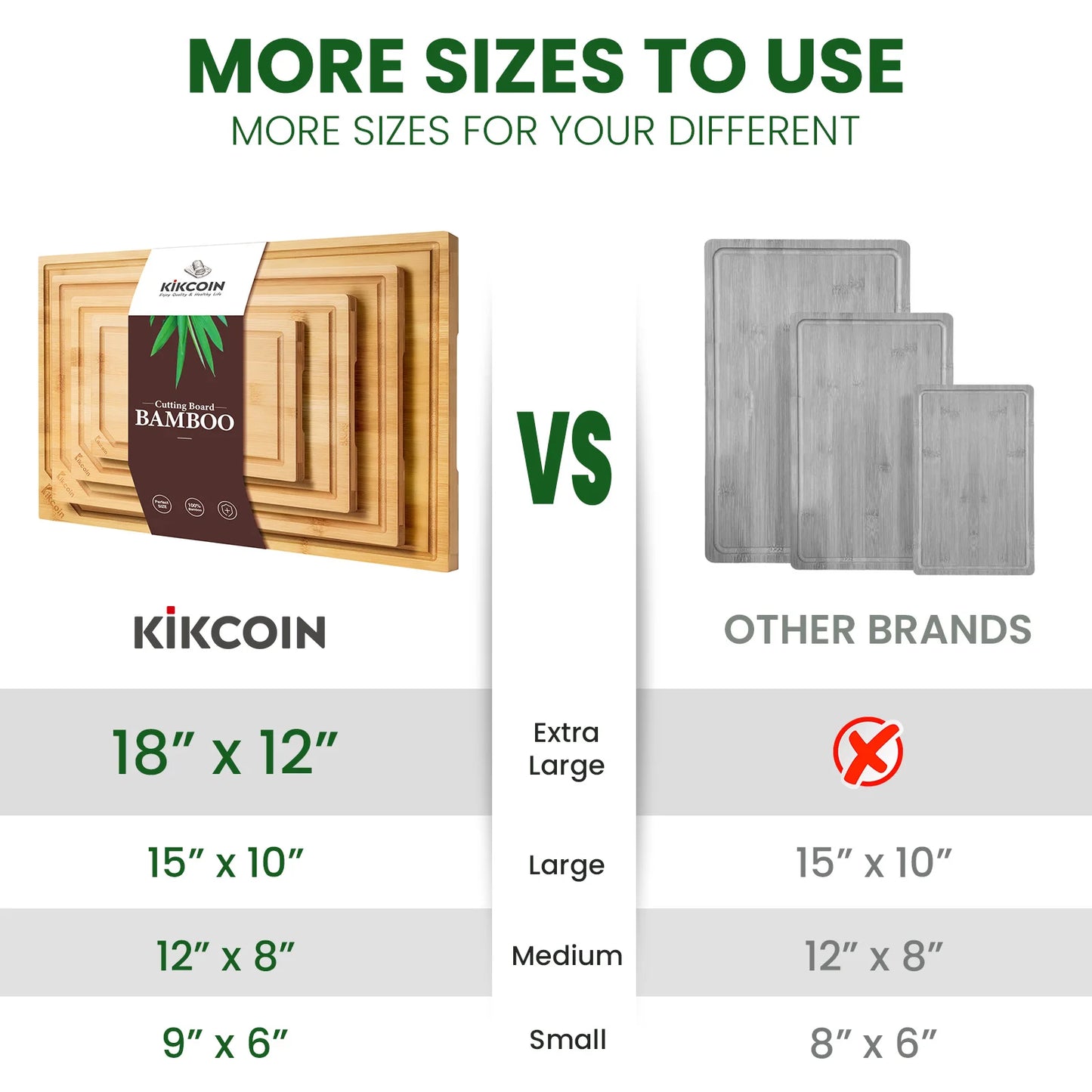 4-piece extra large kitchen bamboo cutting board set, heavy duty cutting board with juice groove, inner handle design.