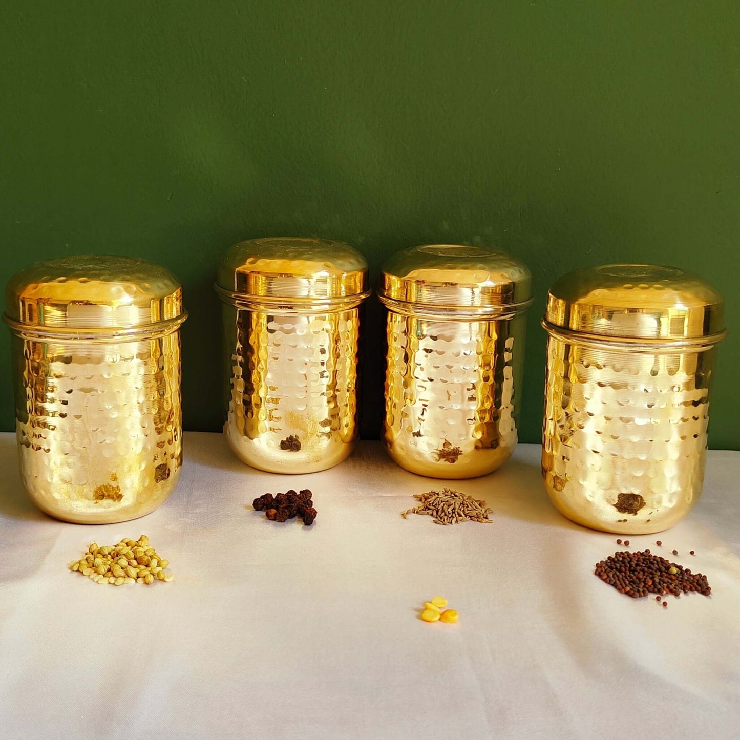 Brass Storage Canister Hammered - Extra Small (Set of 2)