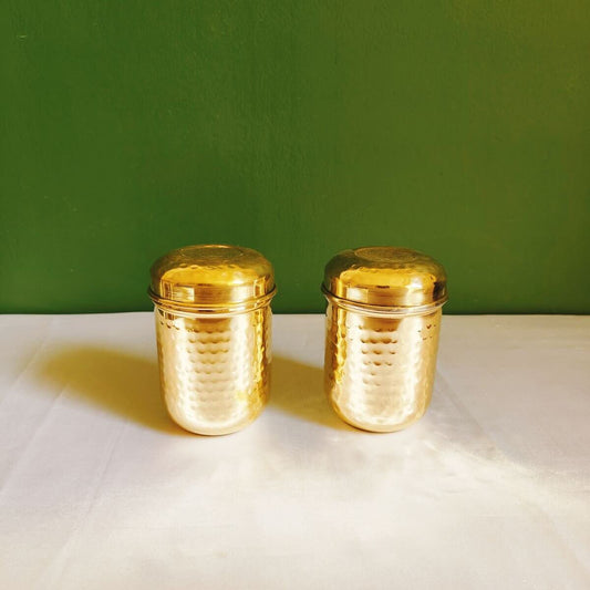 Brass Storage Canister Hammered - Extra Small (Set of 2)