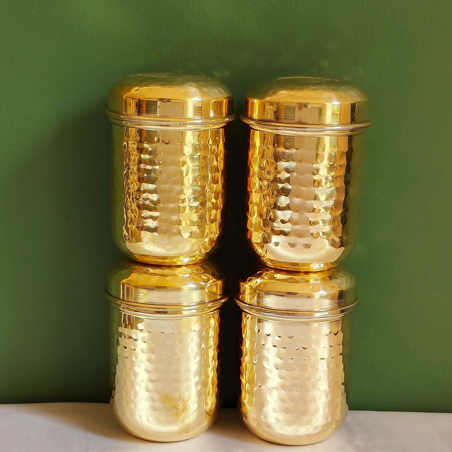 Brass Storage Canister Hammered - Medium (Set of 2)
