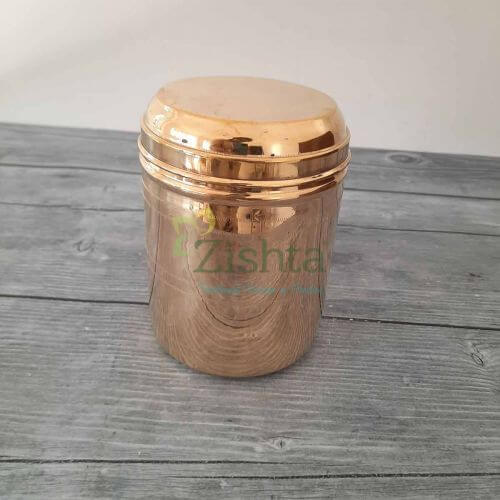 Brass Storage Container, Curved Lid (With tin Coating)