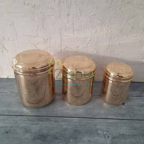 Brass Storage Container, Curved Lid (With tin Coating)