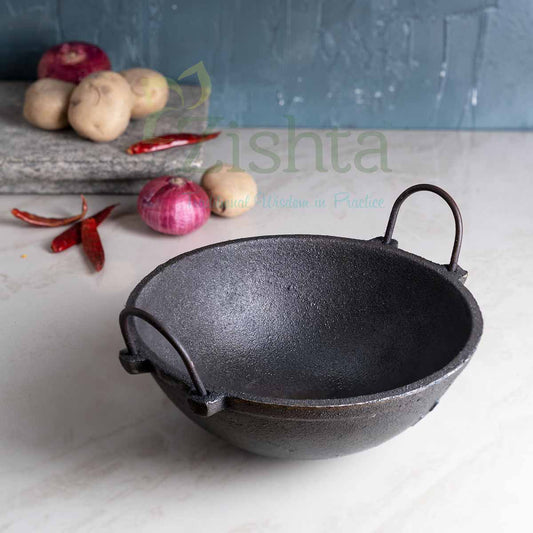 Breakfast Medium Cast Iron Combo: Iron Dosa Tawa, Cast Iron Kadai & Paddu-Appe