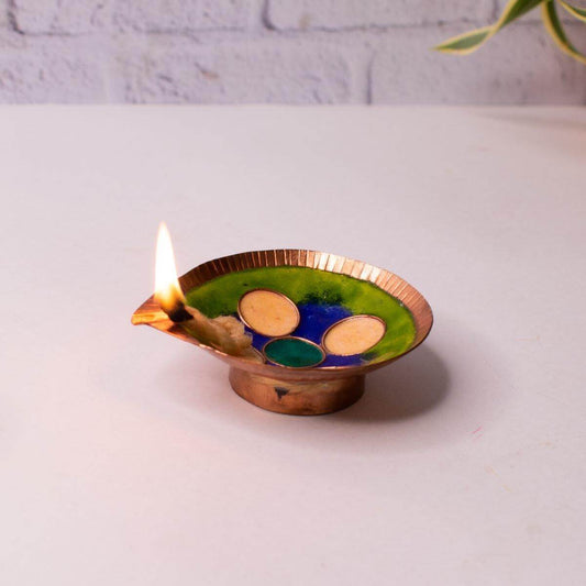 Copper Enamel Diya