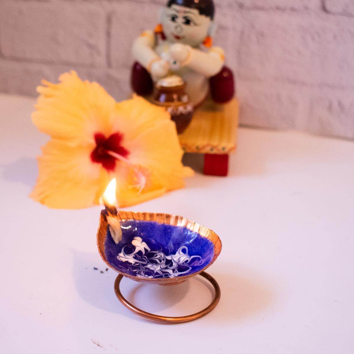Copper Enamel Spring Diya