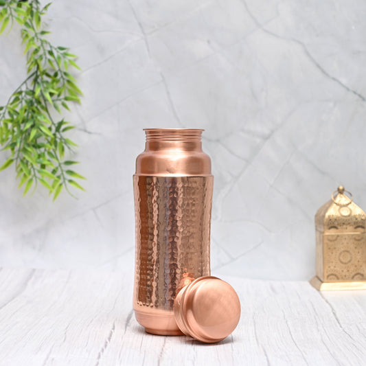 Pure Copper Water Bottle 1300ML | Ayurvedic Mid-Hammered Design | Leak-Proof, BPA-Free